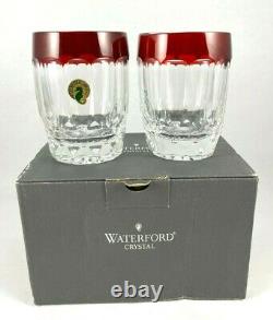 Pair of Waterford Crystal Simply Red Double Old Fashioned Glasses MIB DOF's