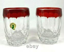 Pair of Waterford Crystal Simply Red Double Old Fashioned Glasses MIB DOF's