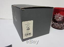 Pair of Waterford Ruby Red Snow Crystals Double Old Fashioned Glasses Mint / Box