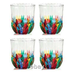 Palermo Italian Crystal Whiskey Old Fashioned Glasses Set of 4 Hand Painted