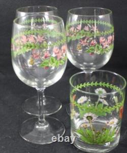 Portmeirion Crystal Botanic Garden Set of 3 Wine Glasses 1 Double Old Fashioned