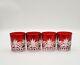 Pottery Barn Antique Cut Double Old Fashioned Glasses Red Set of 4 NEW