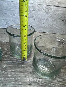 Pottery Barn Recycled Glassware Casa 4 Double Old Fashioned Rare Set Of 3