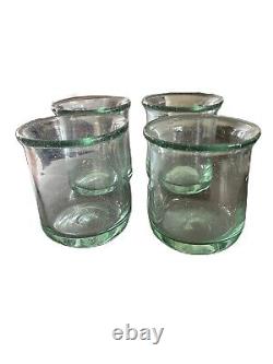 Pottery Barn Recycled Glassware Casa Double Old Fashioned Rare Set Of Four