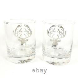Pottery Barn STAG Medallion Double Old-Fashioned Bar Glass & Bottle Opener Lot