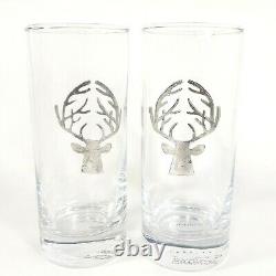 Pottery Barn STAG Medallion Double Old-Fashioned Bar Glass & Bottle Opener Lot