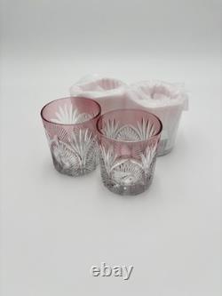 Pottery Barn Wicked Old Fashioned Glasses Pink Set of 4