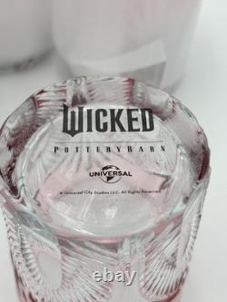 Pottery Barn Wicked Old Fashioned Glasses Pink Set of 4