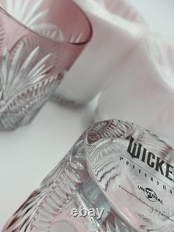 Pottery Barn Wicked Old Fashioned Glasses Pink Set of 4