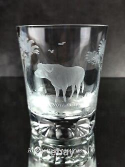 QUEEN LACE Kenyan-African Hand Blown Crystal Glasses, African Wildlife, Etched