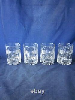 RALPH LAUREN Crystal Glen Plaid Double Old Fashioned Whiskey Glass Set of 4 EXC