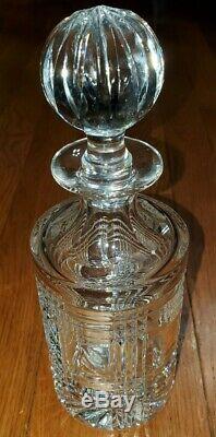 RALPH LAUREN Glen Plaid Lead Crystal Decanter & (4) Double Old Fashioned Glasses