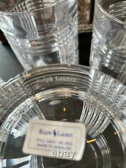 RALPH LAUREN Glen Plaid Lead Crystal Whiskey Glasses Double Old Fashioned NEW