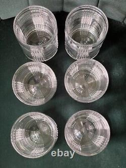 RALPH LAUREN Lead Crystal GLEN PLAID DOUBLE OLD FASHIONED GLASSES 6