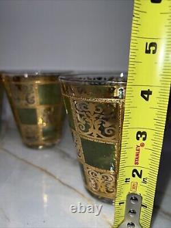 RARE 12 oz Culver Prado 6 Double Old Fashioned SCRIPT Mark 22K Gold Green Flared