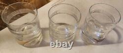 RARE 3 Lenox Tin Can Alley Double Old Fashioned Glasses 4 1/4 Very Good