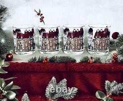 RARE 4 Lord & Taylor VICTORIAN VILLAGE 14 OZ Double Old Fashioned Glasses SIGNED