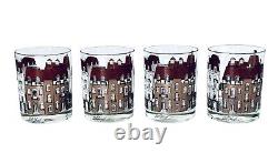 RARE 4 Lord & Taylor VICTORIAN VILLAGE 14 OZ Double Old Fashioned Glasses SIGNED