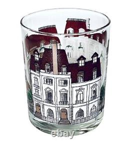 RARE 4 Lord & Taylor VICTORIAN VILLAGE 14 OZ Double Old Fashioned Glasses SIGNED