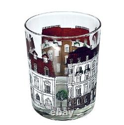 RARE 4 Lord & Taylor VICTORIAN VILLAGE 14 OZ Double Old Fashioned Glasses SIGNED