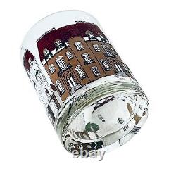 RARE 4 Lord & Taylor VICTORIAN VILLAGE 14 OZ Double Old Fashioned Glasses SIGNED