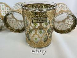 RARE Culver Valencia Barware Double Old Fashioned Glassware 22K Gold New 4