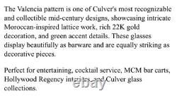 RARE Culver Valencia Barware Double Old Fashioned Glassware 22K Gold New 4