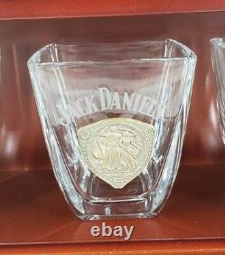 RARE Jack Daniels Complete Gold Medal Double Old Fashioned Glasses Set Display