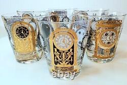RARE MCM Set of 6 Georges Briard ITS LATER THAN YOU THINK Old Fashioned Glasses