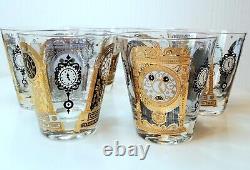 RARE MCM Set of 6 Georges Briard ITS LATER THAN YOU THINK Old Fashioned Glasses