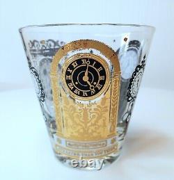 RARE MCM Set of 6 Georges Briard ITS LATER THAN YOU THINK Old Fashioned Glasses