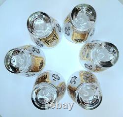 RARE MCM Set of 6 Georges Briard ITS LATER THAN YOU THINK Old Fashioned Glasses