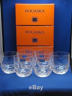 REFLECTION by ROGASKA CRYSTAL, 6 DOUBLE OLD FASHIONED WHISKEY ROCKS GLASSES NEW