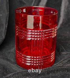 RLL Ralph Lauren Glen Plaid Garnet Red Doubled Old Fashioned Set Of 4 Glass