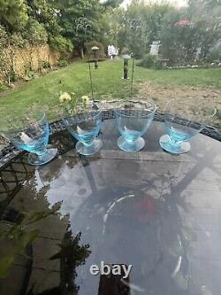 ROGASKA LUXE PURE ICE BLUE Double Old Fashioned LEAD FREE CRYSTAL Footed GLASSES