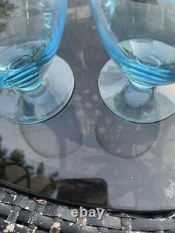 ROGASKA LUXE PURE ICE BLUE Double Old Fashioned LEAD FREE CRYSTAL Footed GLASSES