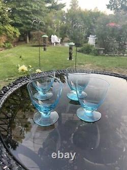 ROGASKA LUXE PURE ICE BLUE Double Old Fashioned LEAD FREE CRYSTAL Footed GLASSES