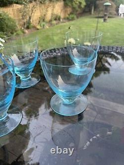 ROGASKA LUXE PURE ICE BLUE Double Old Fashioned LEAD FREE CRYSTAL Footed GLASSES