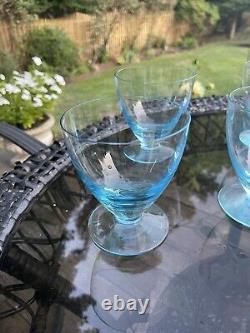 ROGASKA LUXE PURE ICE BLUE Double Old Fashioned LEAD FREE CRYSTAL Footed GLASSES