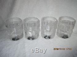 Ralph Lauren 4 Double Old Fashioned Glen Plaid Crystal Glasses New in Box w Tags