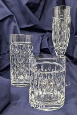 Ralph Lauren ASTON Crystal Set Of 3 Glasses Double Old Fashioned-Highball-Flute