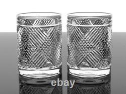 Ralph Lauren Argyle 12 Oz Crystal Double Old Fashioned Whiskey Glasses -set Of 2