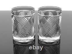Ralph Lauren Argyle 12 Oz Crystal Double Old Fashioned Whiskey Glasses -set Of 2