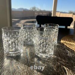 Ralph Lauren Aston Crystal Glasses Set of 4 Double Old Fashioned Whiskey Rocks