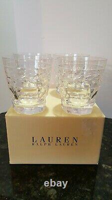 Ralph Lauren Claremont double old fashioned set of 4 with box crystal glasses
