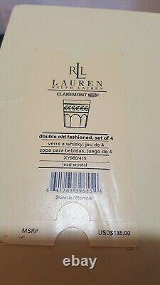 Ralph Lauren Claremont double old fashioned set of 4 with box crystal glasses