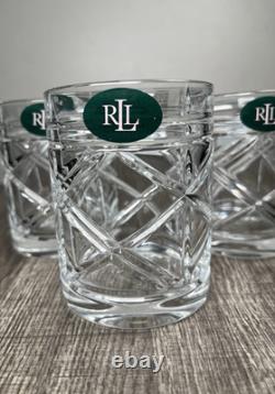 Ralph Lauren Crystal Brogan Double Old Fashioned Glass Whisky Cocktail Set Of 3