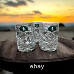 Ralph Lauren Crystal Brogan Double Old Fashioned Glass Whisky Cocktail Set Of 3