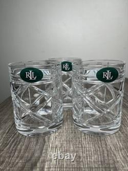 Ralph Lauren Crystal Brogan Double Old Fashioned Glass Whisky Cocktail Set Of 3