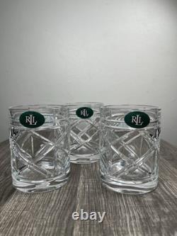 Ralph Lauren Crystal Brogan Double Old Fashioned Glass Whisky Cocktail Set Of 3